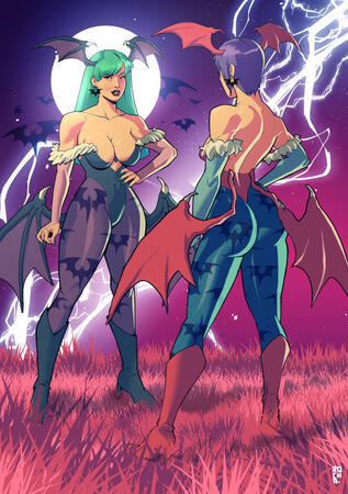 Morrigan and Lilith - Darkstalkers